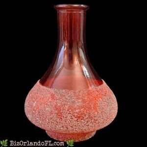 VINTAGE: Pier 1 Imports Sugar Crystal Textured Cranberry Glass Bud Vase
